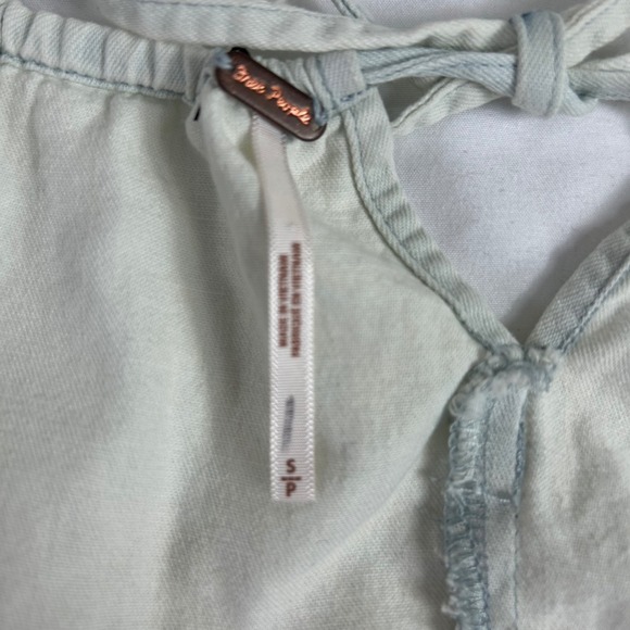 Free‎ People Kiyra Denim Top Vest S Denim Blue Collar Backless Tie Cottagecore - Picture 9 of 14